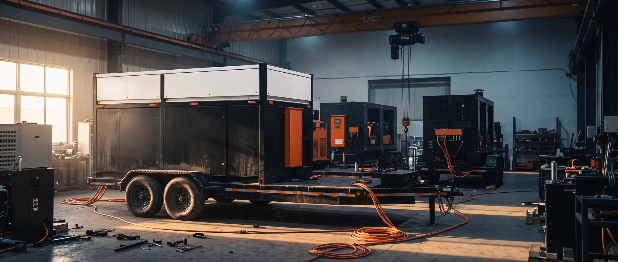 Shop floor interior with multiple units in build