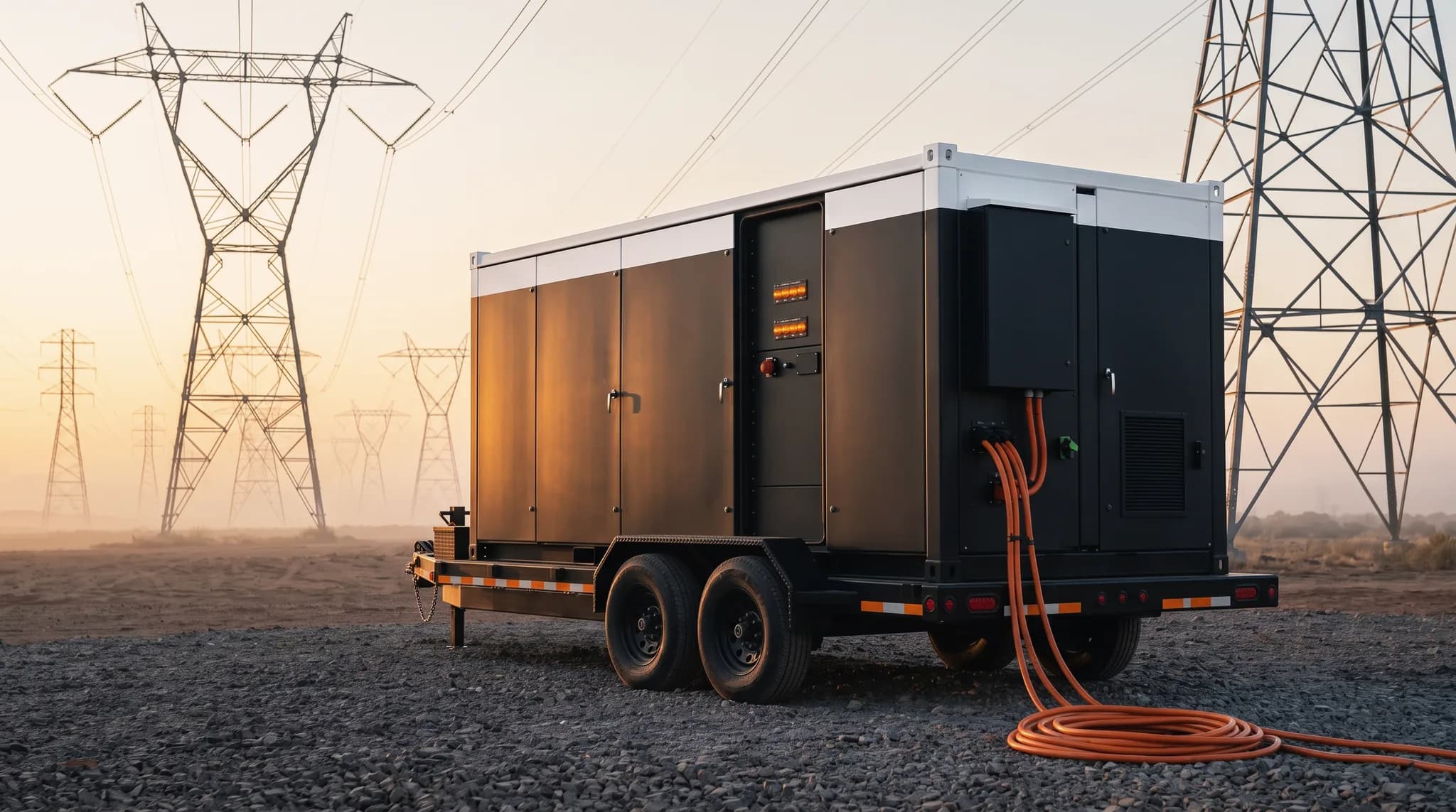Mobile power equipment staged in a transmission right-of-way