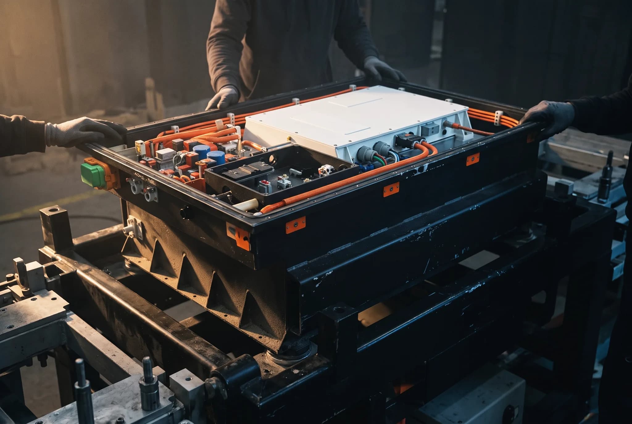 Envoltz subassembly being installed into an OEM machine frame